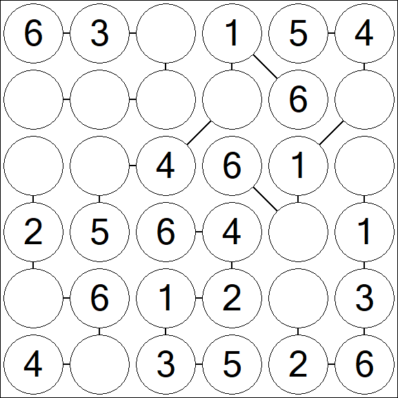 Chain Sudoku 6x6 - Fácil