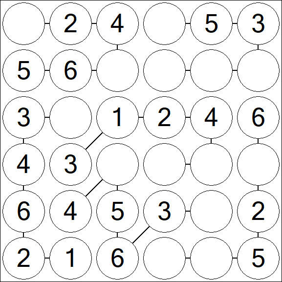 Chain Sudoku 6x6 - Fácil