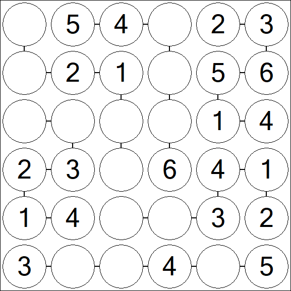 Chain Sudoku 6x6 - Fácil