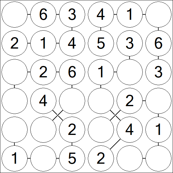 Chain Sudoku 6x6 - Fácil