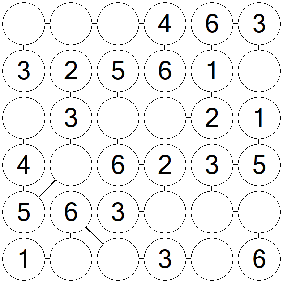Chain Sudoku 6x6 - Fácil