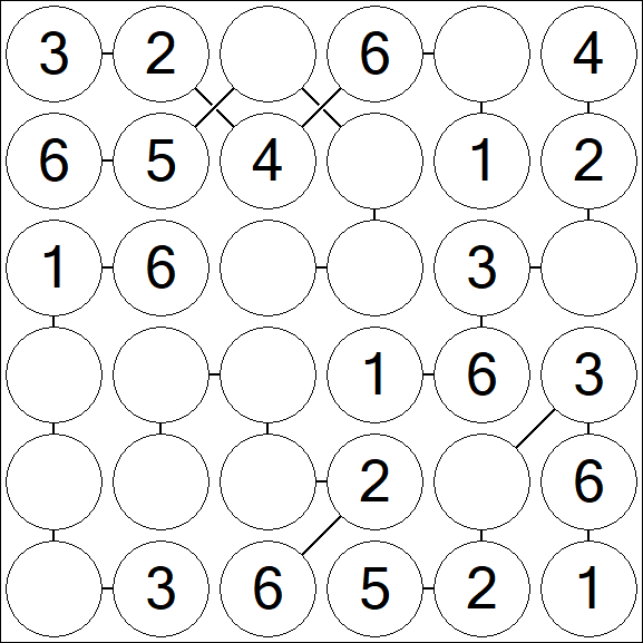Chain Sudoku 6x6 - Fácil