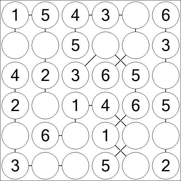 Chain Sudoku 6x6 - Fácil