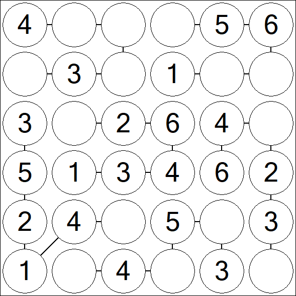 Chain Sudoku 6x6 - Fácil