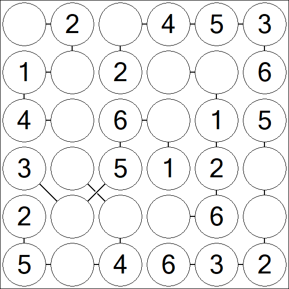 Chain Sudoku 6x6 - Fácil