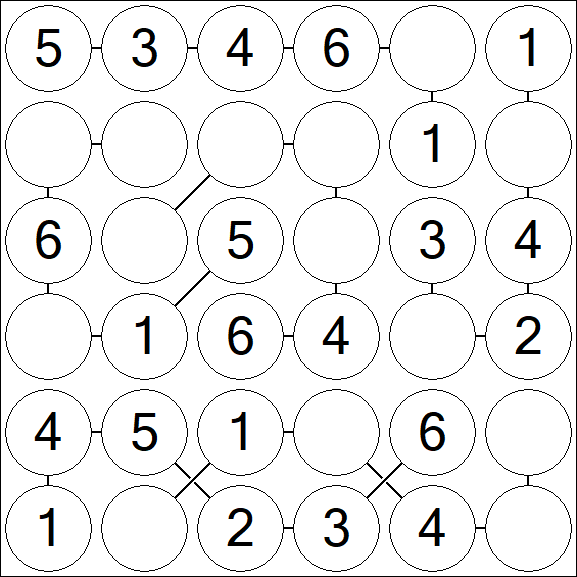 Chain Sudoku 6x6 - Fácil