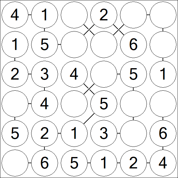 Chain Sudoku 6x6 - Fácil