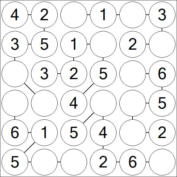 Chain Sudoku 6x6 - Fácil