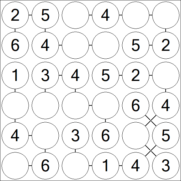 Chain Sudoku 6x6 - Easy