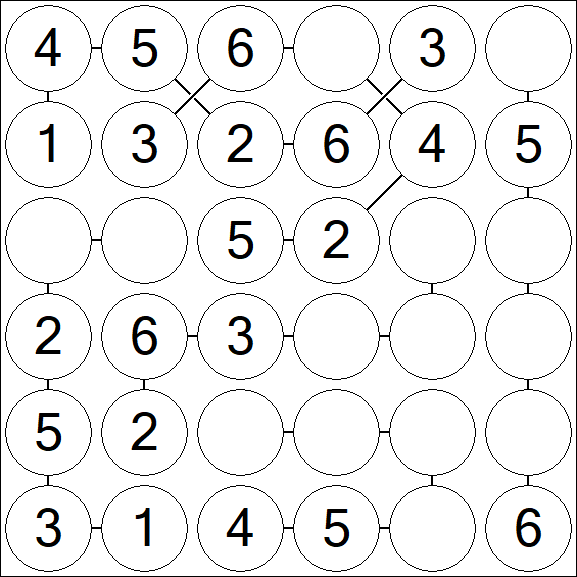 Chain Sudoku 6x6 - Fácil