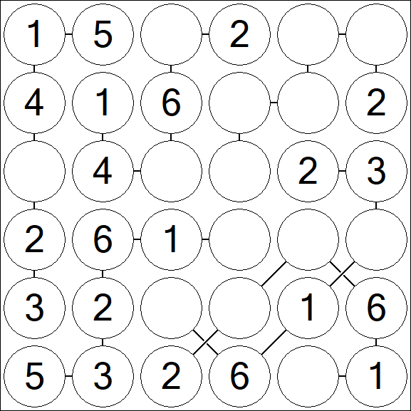 Chain Sudoku 6x6 - Fácil