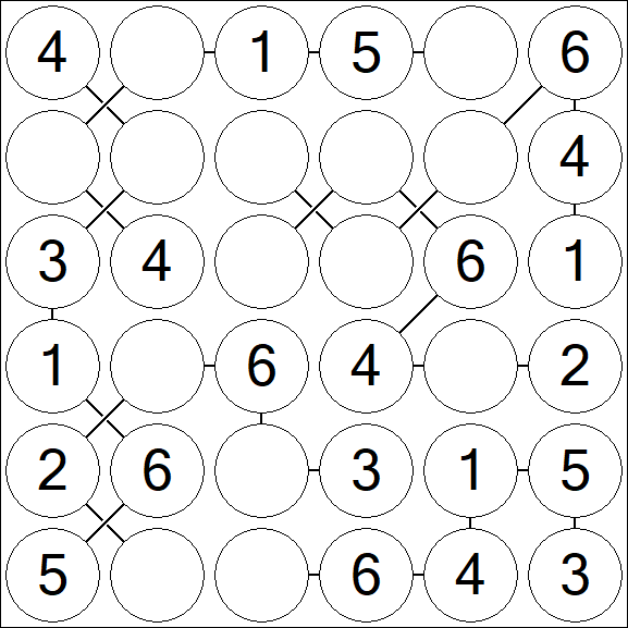 Chain Sudoku 6x6 - Fácil