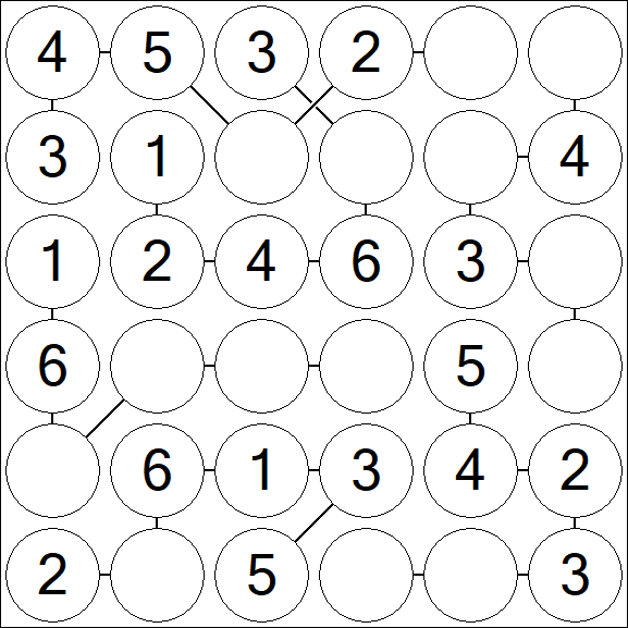 Chain Sudoku 6x6 - Fácil
