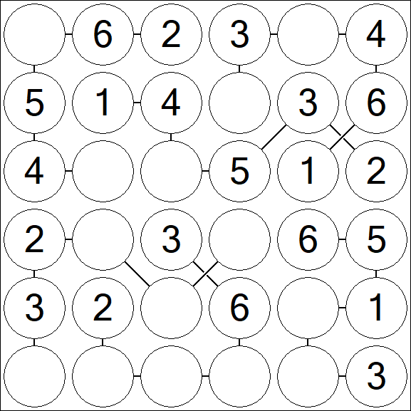 Chain Sudoku 6x6 - Fácil