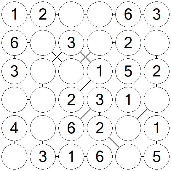 Chain Sudoku 6x6 - Fácil
