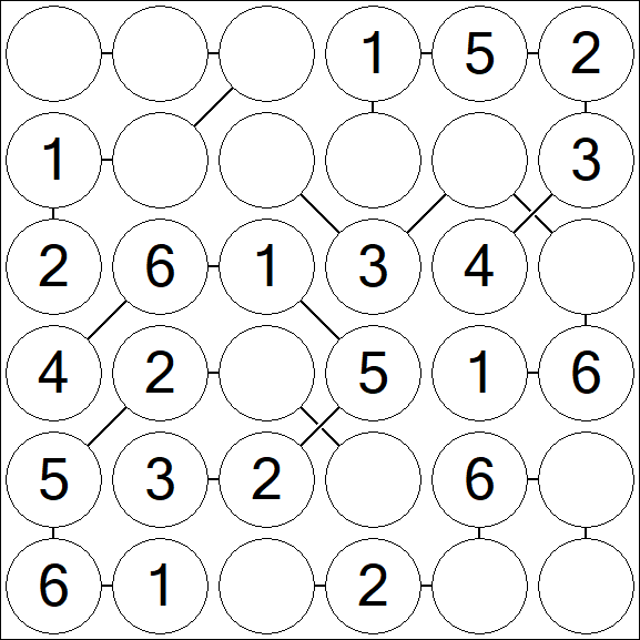 Chain Sudoku 6x6 - Fácil