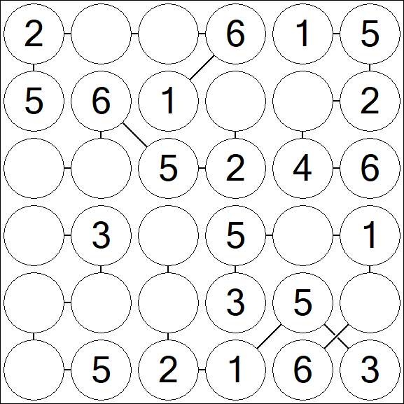 Chain Sudoku 6x6 - Fácil