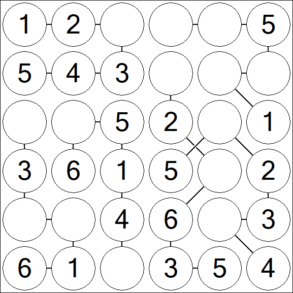 Chain Sudoku 6x6 - Fácil