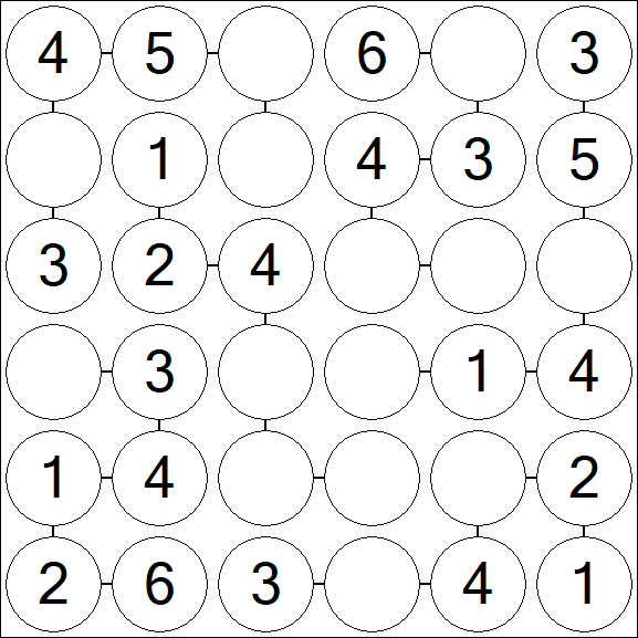 Chain Sudoku 6x6 - Fácil