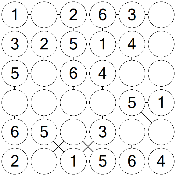 Chain Sudoku 6x6 - Fácil