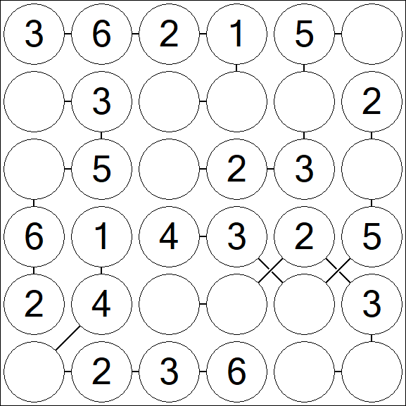 Chain Sudoku 6x6 - Fácil