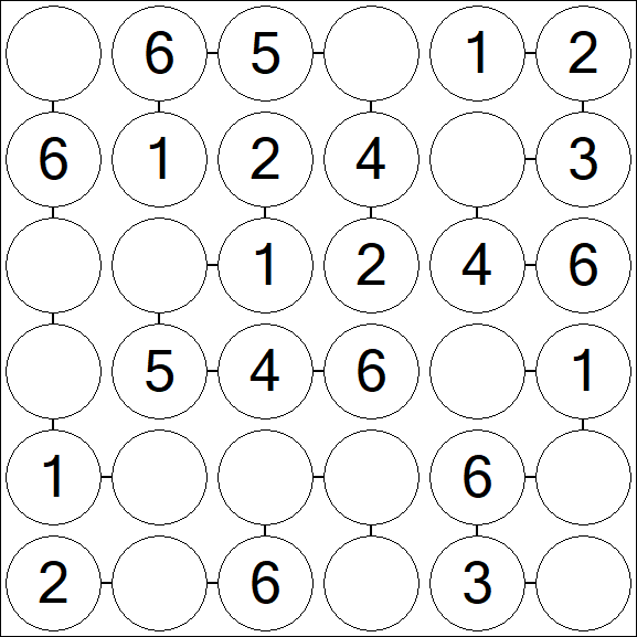 Chain Sudoku 6x6 - Fácil