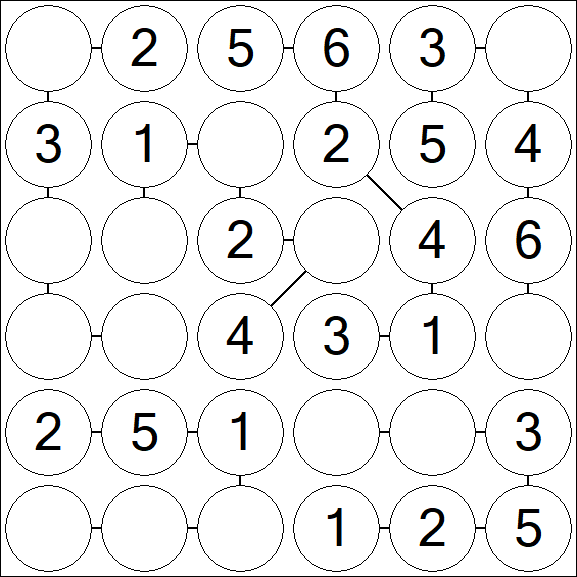 Chain Sudoku 6x6 - Fácil