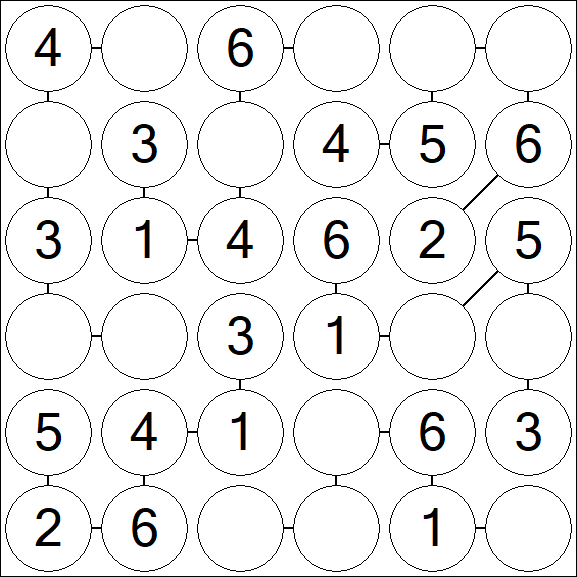 Chain Sudoku 6x6 - Fácil