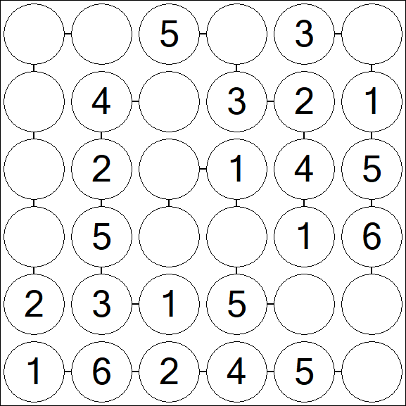 Chain Sudoku 6x6 - Fácil