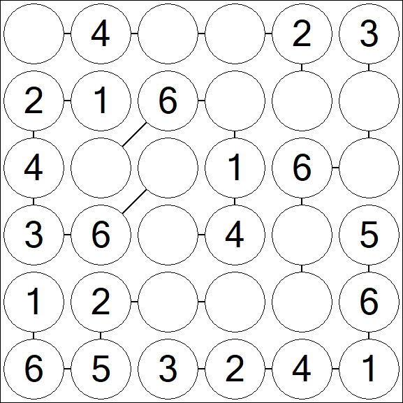 Chain Sudoku 6x6 - Fácil