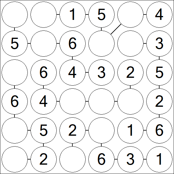 Chain Sudoku 6x6 - Easy