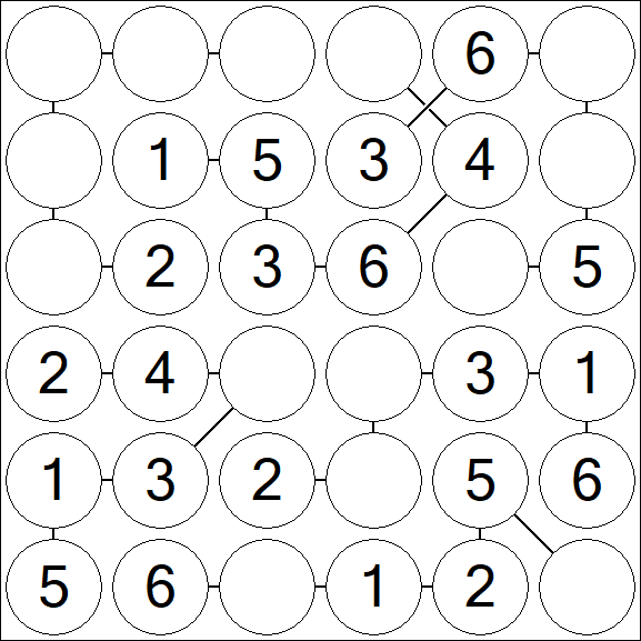 Chain Sudoku 6x6 - Fácil