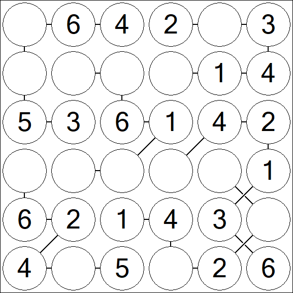 Chain Sudoku 6x6 - Fácil