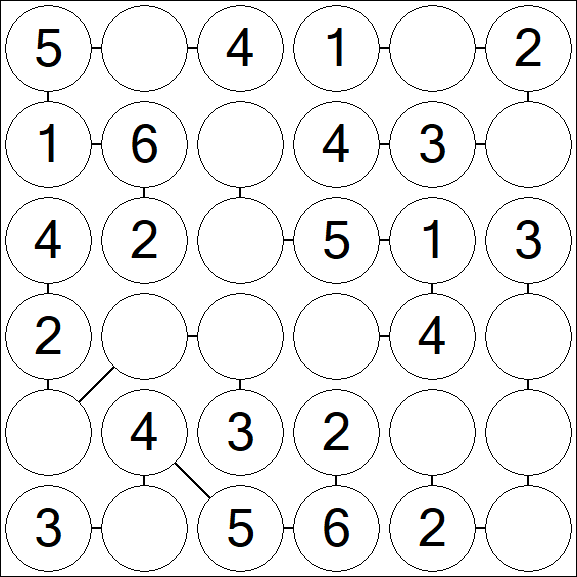 Chain Sudoku 6x6 - Fácil