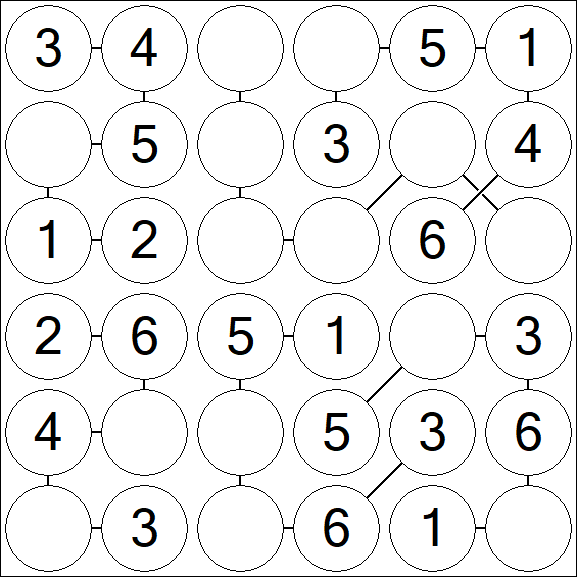 Chain Sudoku 6x6 - Fácil