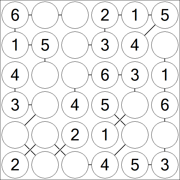 Chain Sudoku 6x6 - Fácil