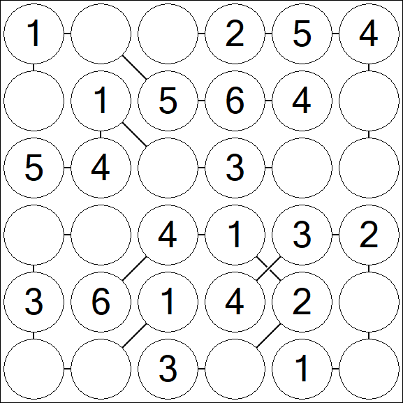 Chain Sudoku 6x6 - Fácil
