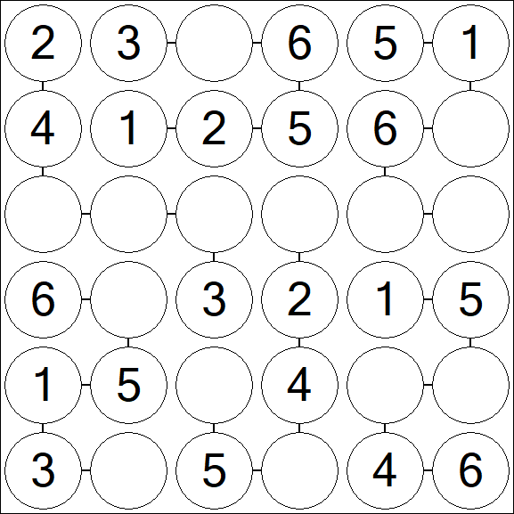 Chain Sudoku 6x6 - Easy