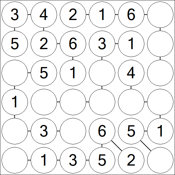 Chain Sudoku 6x6 - Fácil
