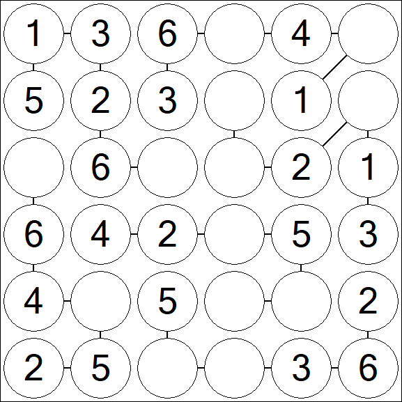 Chain Sudoku 6x6 - Fácil
