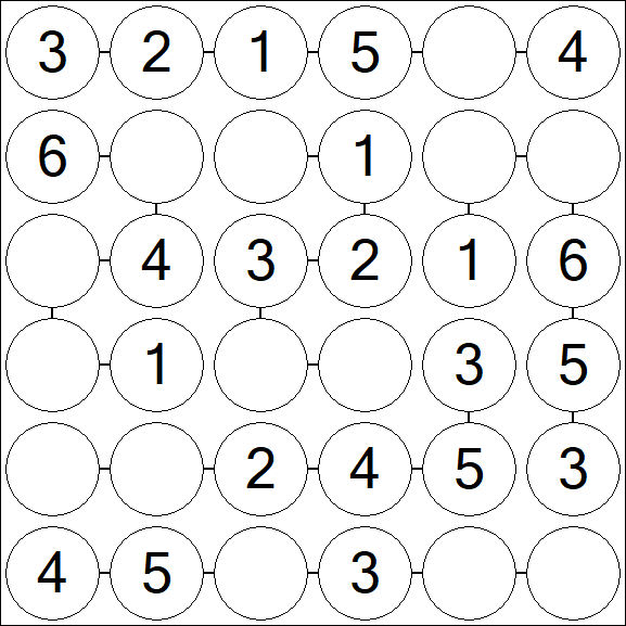 Chain Sudoku 6x6 - Fácil