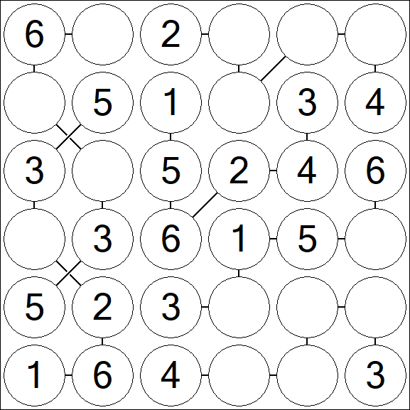 Chain Sudoku 6x6 - Fácil