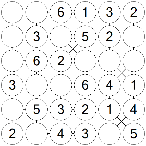 Chain Sudoku 6x6 - Fácil