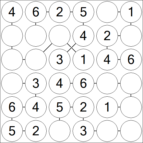 Chain Sudoku 6x6 - Fácil