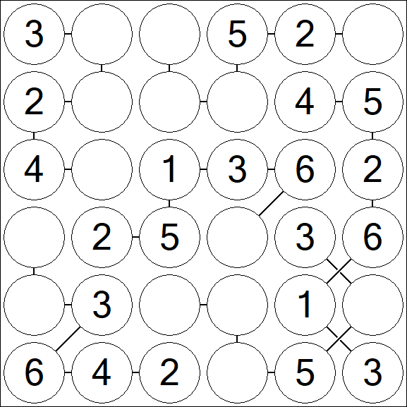 Chain Sudoku 6x6 - Fácil