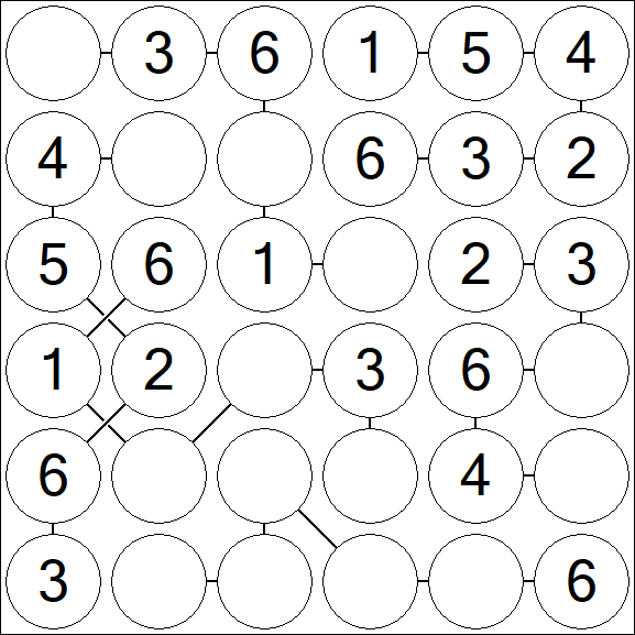 Chain Sudoku 6x6 - Fácil