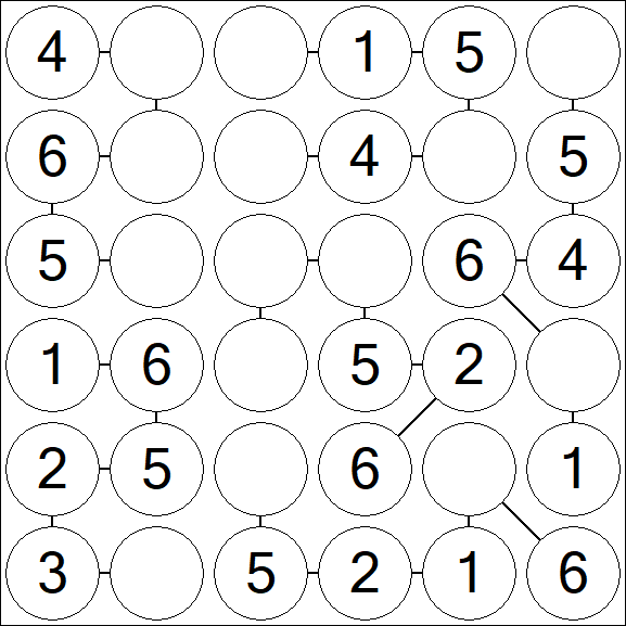 Chain Sudoku 6x6 - Fácil