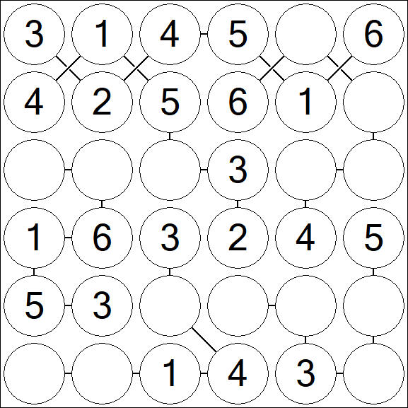 Chain Sudoku 6x6 - Fácil