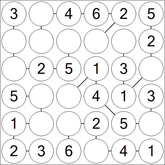Chain Sudoku 6x6 - Fácil