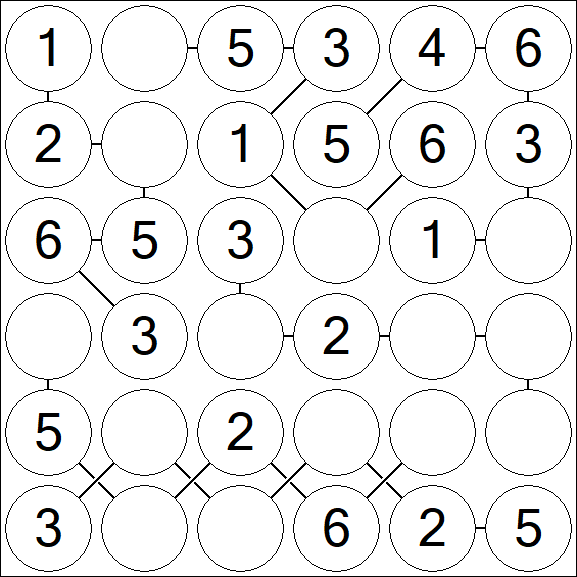 Chain Sudoku 6x6 - Fácil